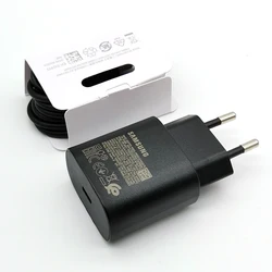 Samsung 25W Super Fast Type C Charger Adapter - Black-EU With Cable