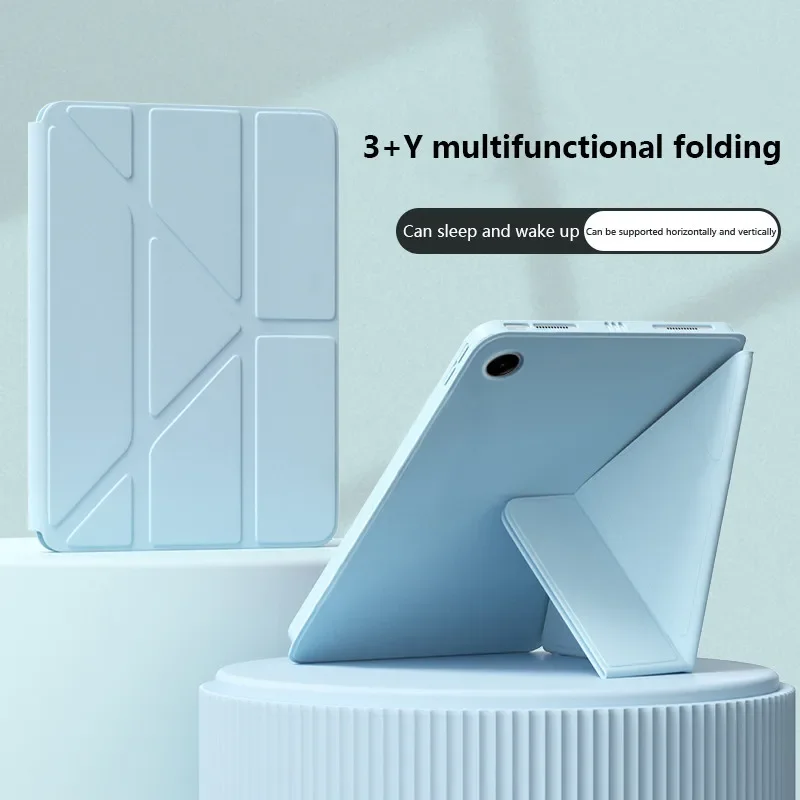 Y-Fold Leather Stand Tablet Case with Enhanced Features
