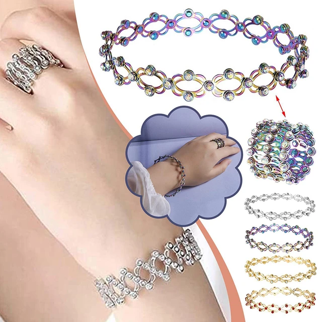 1pc 2 In 1 Magic Retractable Ring Bracelet Creative Stretchable Twist  Folding Ring Crystal Rhinestone Bracelets Women Jewelry Gift | SHEIN USA