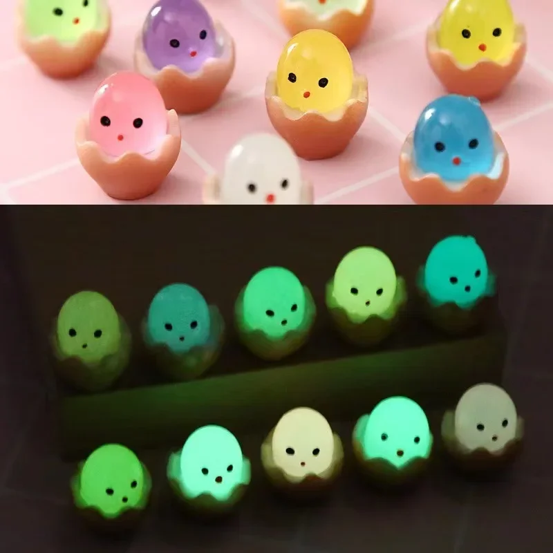 5-20PCS Luminous Resin Eggs Miniatures Birth Egg Glow At Night Fairy Garden DIY Accessories Mini Figurines Desk Decoration Toys, resin toy accessories