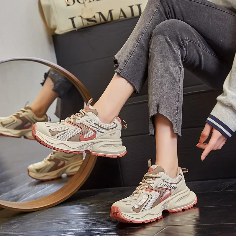 Top quality 2024 New Spring Autmn Thick Soled Women'ssneakers Shoes Breathable Running Shoes Women's Fashion Student Girls Shoes 3