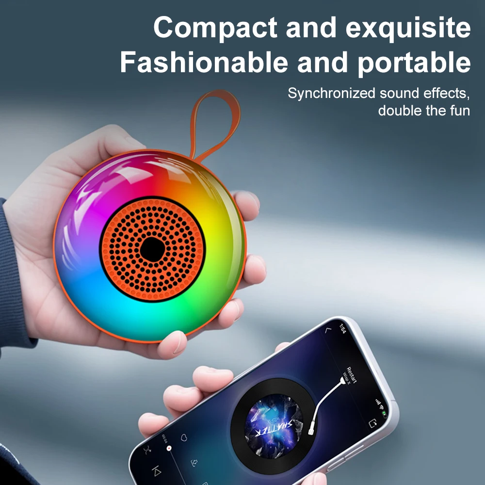 Bluetooth 5.3 Speaker Mini Speaker Portable Magnetic WIth 7 Colors RGB Light supports TF/USB/FM/Bluetooth/AUX