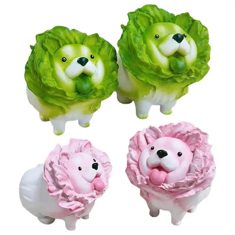 

Vegetable Ornament Cabbage Fairy Statue Cartoon Cabbage Dog Car Ornament Adorable Puppy Face Design Holiday Gift For Kids