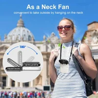 Folding handheld fan USB charging digital display outdoor mini neck hanging power bank fan，gift 4