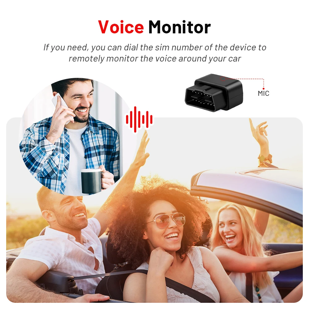 MiCODUS Mini OBD GPS Tracker 4G MV33G 9-40V Voice Monitor Car Tracking Device Anti-theft Low Battery Alert Free APP