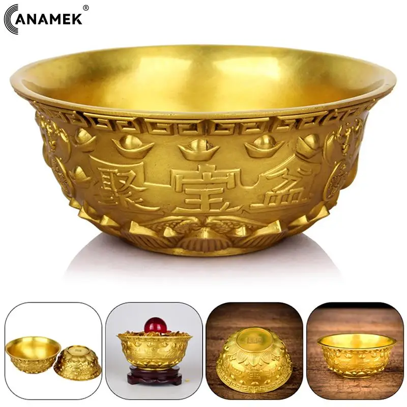 

1 шт. миска с сокровищами, предлагающая тазик с сокровищами для воды, фэн-шуй, фруктовый алтарь, золотой Латунный Держатель для медитации, богатство, много денег, удача