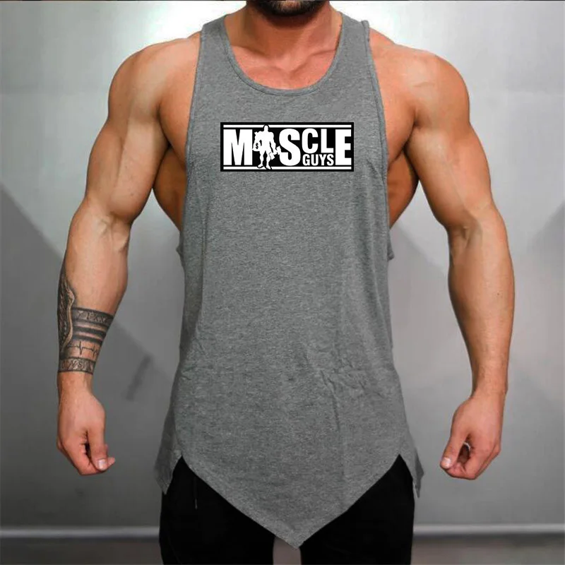 

Muscle Guys Gym Bodybuilding Sleeveless Mens Casual Trend Loose Tank Tops Summer Breathable Cotton Cool Feeling Brand Clothing