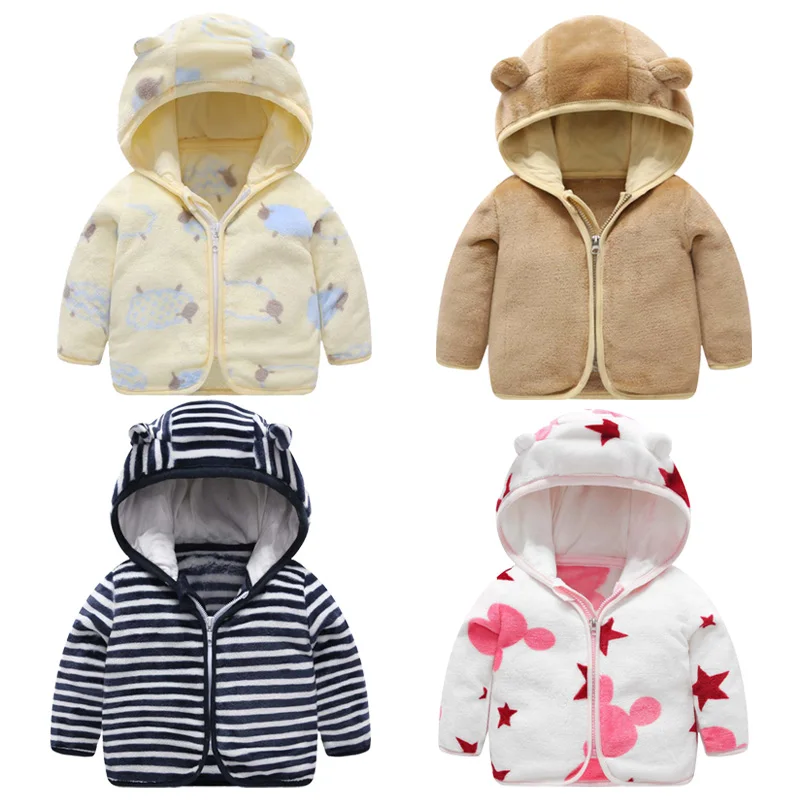 Baby jacket Baby Girls Jackets Boys Coral Fleece Hooded Outerwear Snowsuit Autumn Toddler Kids Warm Cotton Coats 1-6 Years Children Jacket
