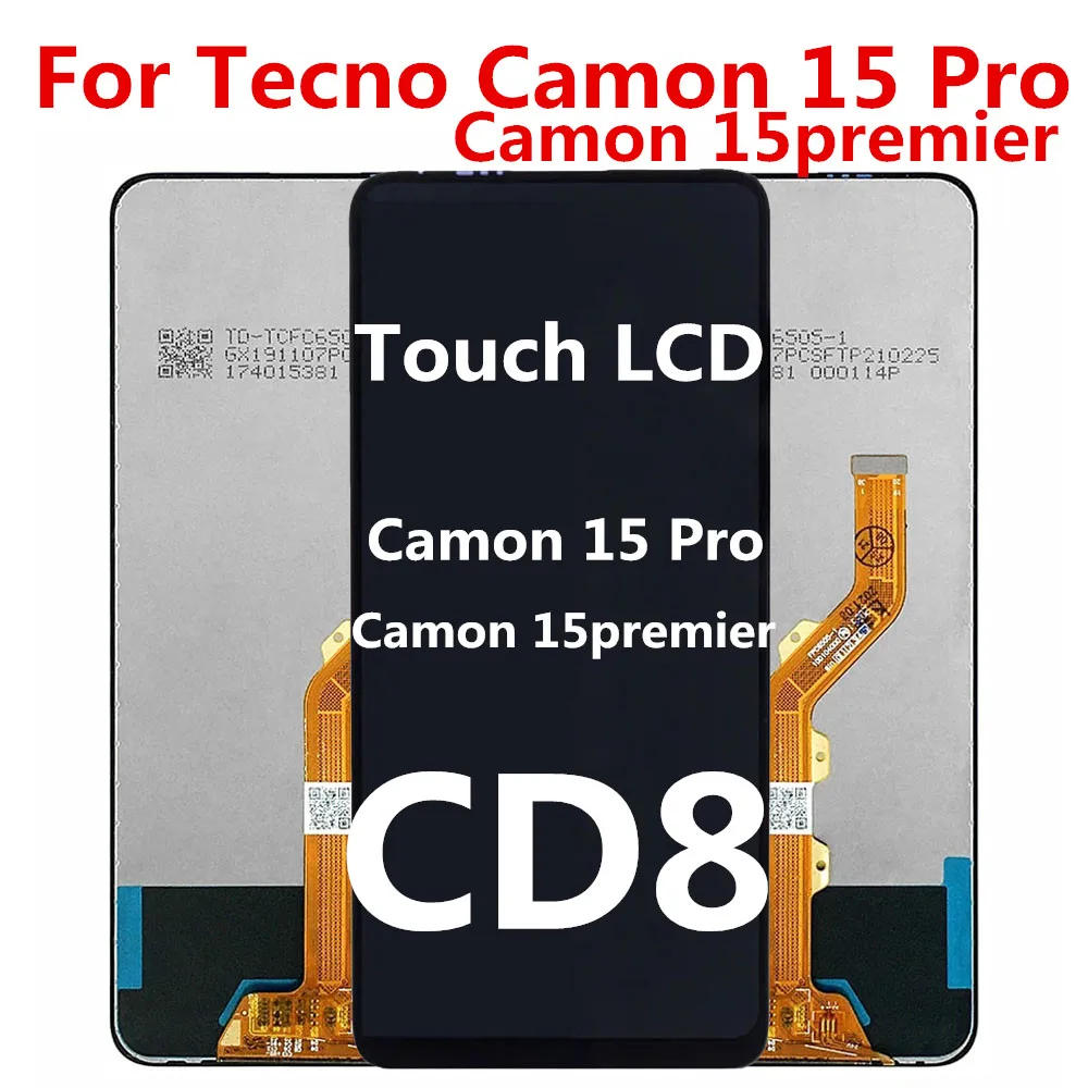

ЖК-дисплей в сборе для Tecno Camon 15 Pro CD8, дисплей с сенсорным экраном и дигитайзером, замена для Tecno Camon 15Pro, оригинал