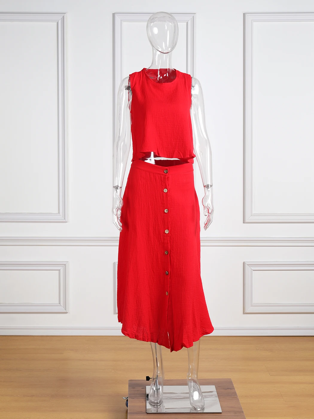 Summer Outfits For Women 2023 New Casual Cotton Linen Suit Loose Sleeveless Vest Single-breasted Skirt 2 Piece Set Women Outfit