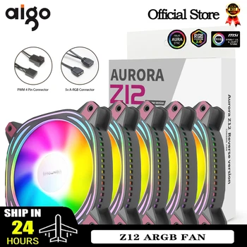 Aigo Z12 컴퓨터 케이스 선풍기 리버스 Ventoinha PC 120mm Rgb 선풍기 쿨러, 4 핀 PWM CPU 냉각 선풍기, 3pin5v Argb 12cm 환풍기