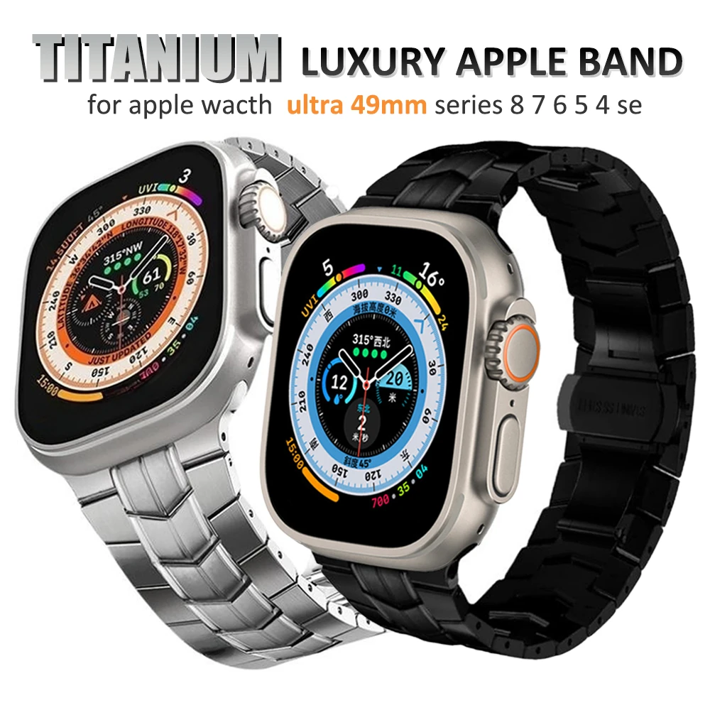 

Titanium Watchband for Apple Watch Series 9 8 Ultra 2 49mm Band 45mm 44mm Business Strap for iWatch 7 6 5 4 se 42 40 41mm Correa