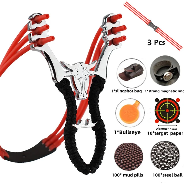 Laser Powerful Alloy Slingshot Hunting Thick Wrist Band Catapult Sports  Outdoor Hunting Slingshot Bow Rubber Big Powerful