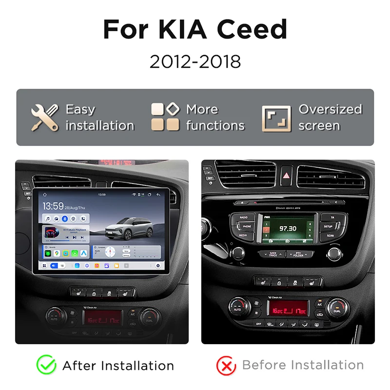 Radio para coche Junsun de 11.5 pulgadas 2K QLED 7870 para KIA CEED JD Cee'd 2012-2018 con Carplay inalámbrico para Apple y Android Auto 360 ° Sistema Inteligente para Cámara con DSP, Navegación GPS, DAB+, RDS, FM/RAM, BT, SWC, Reproductor Multimedia 4G LTE de 8 Núcleos 3