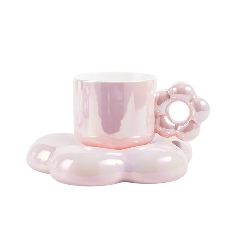 Ensemble Tasse Café Fleur Céramique 300ml - Tasse Et Soucoupe - Design Élégant
