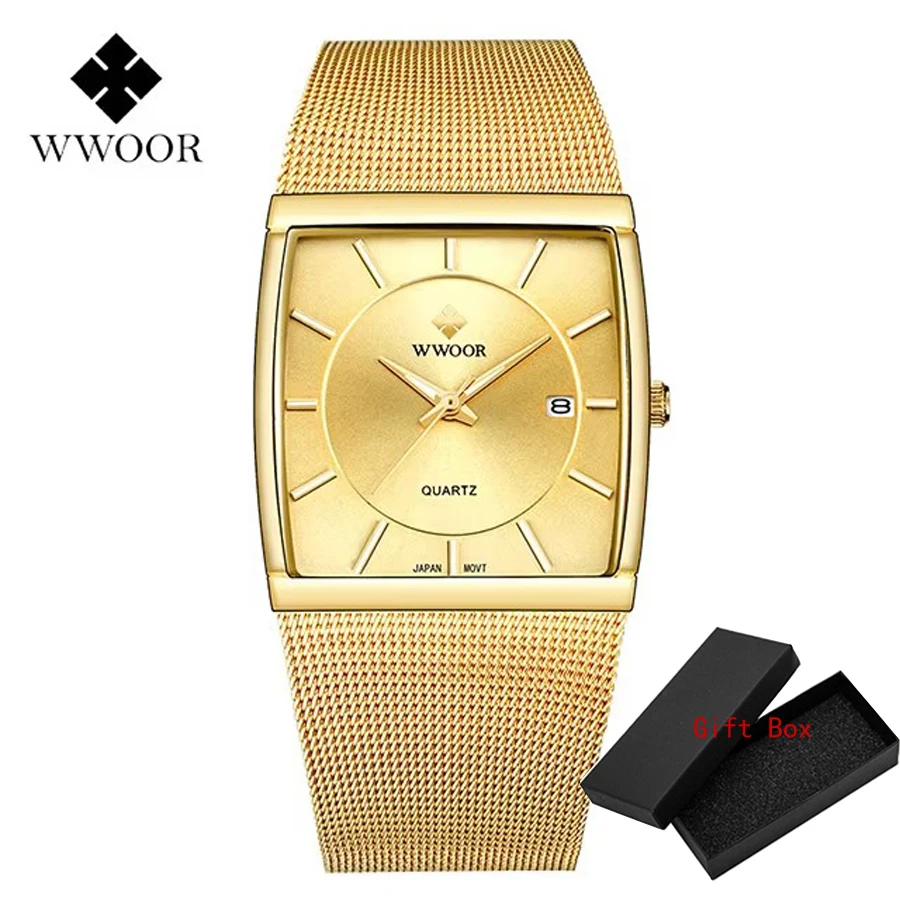 WWOOR Orologio Uomo Quarzo In Acciaio Inossidabile - Colore Nero E Oro, Impermeabile 30m, Data, Vetro Minerale, Regalo Con Confezione Elegante - 4