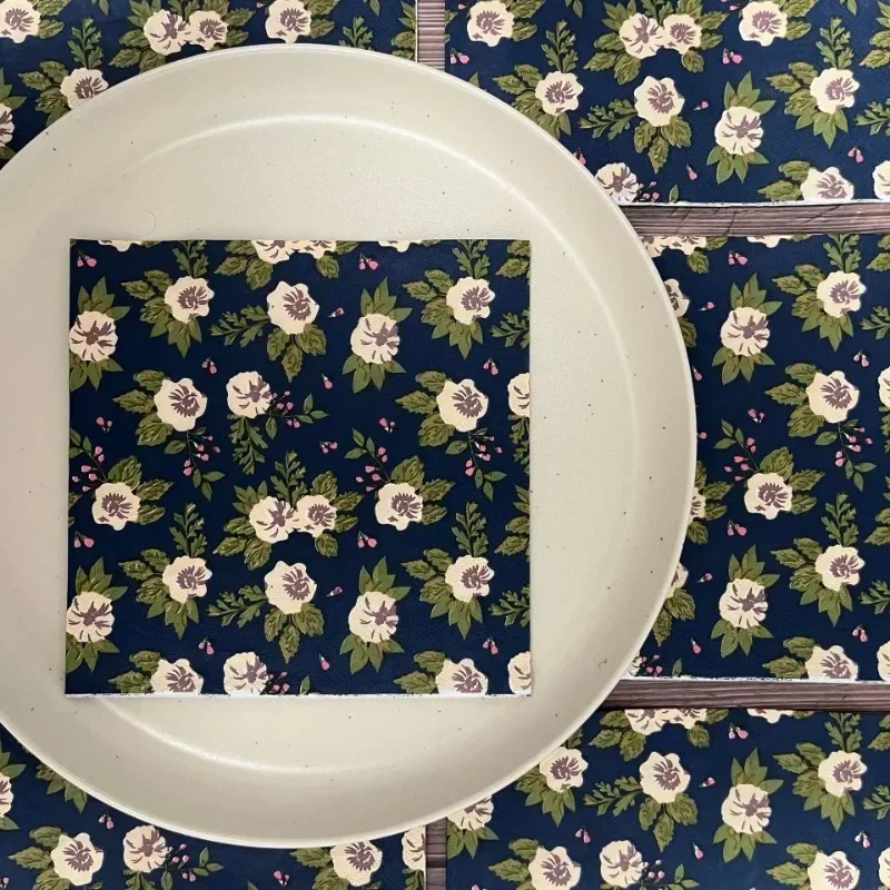 2-Ply Colourful Printed Paper Napkins Dark Blue Napkins Printed Paper Placemats for Party Decorations 20pcs 33*33cm