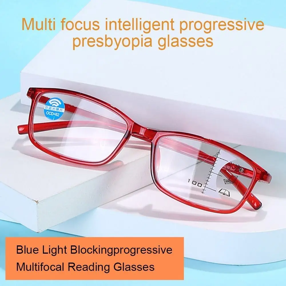 

Blue Ray Blocking Anti-Blue Light Reading Glasses Multifocal Square Eyeglasses Portable Hyperopia Glasses for Men Women Office