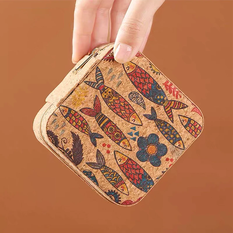 Travel Jewelry Organizer 💼 Cork Jewelry Organizer Box – Portable Travel Earring, Ring &... - SKU TJO01612 - UGI Packa...