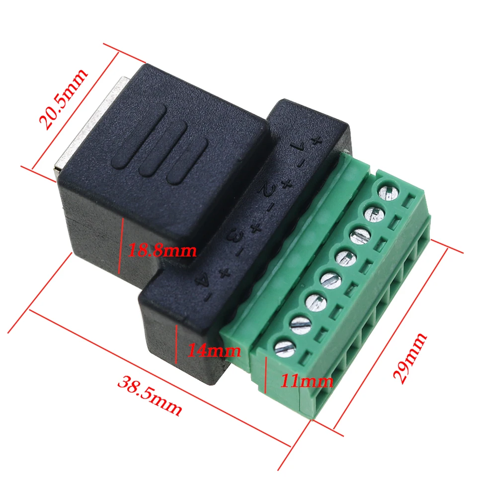 Harrisen RJ45 Schraubklemmenadapter 4 Stück - CAT5/CAT6 Zu 8-Pin Klemmenblock