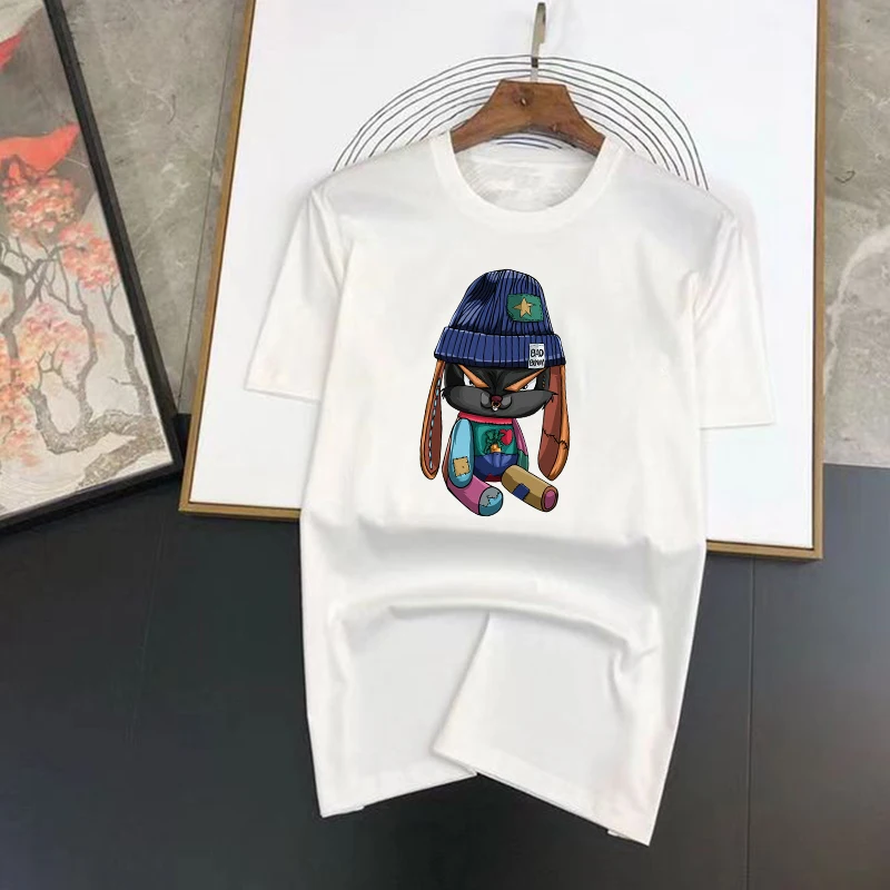 T-shirt in cotone con grafica per uomo e donna moda coreana_voghion.com