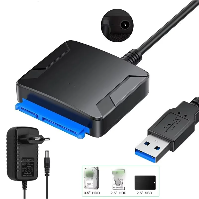High-Speed USB 3.0 to SATA Hard Drive Adapter with Power Supply
