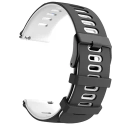 Silicone Sports Strap for Smartwatches - 20/22mm Adjustable Band in Various Colors (Black White)
