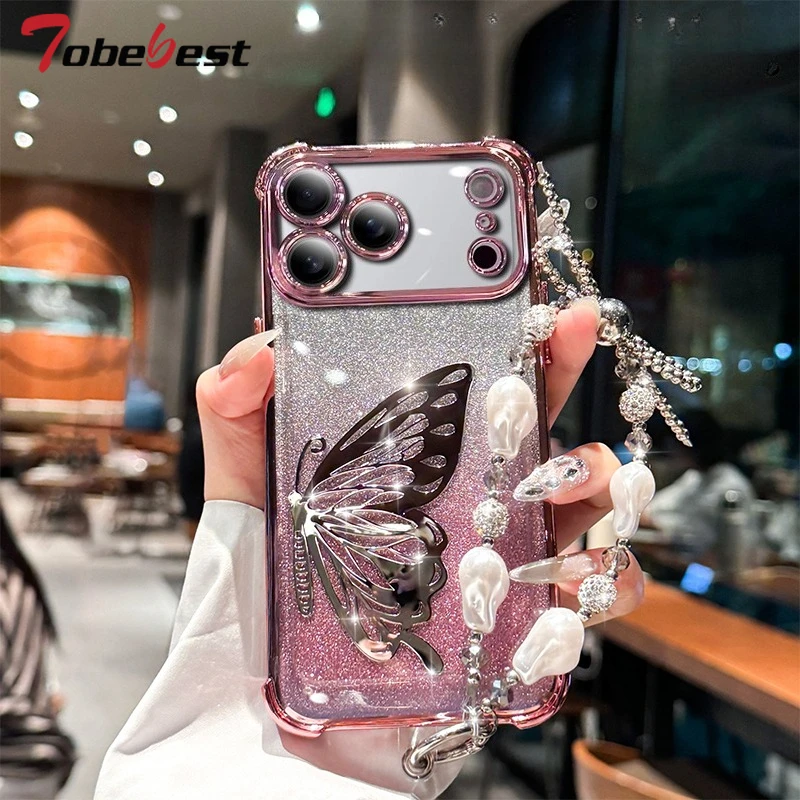 Laser Butterfly Glitter Shockproof Plating Bracelet Silicone Case
