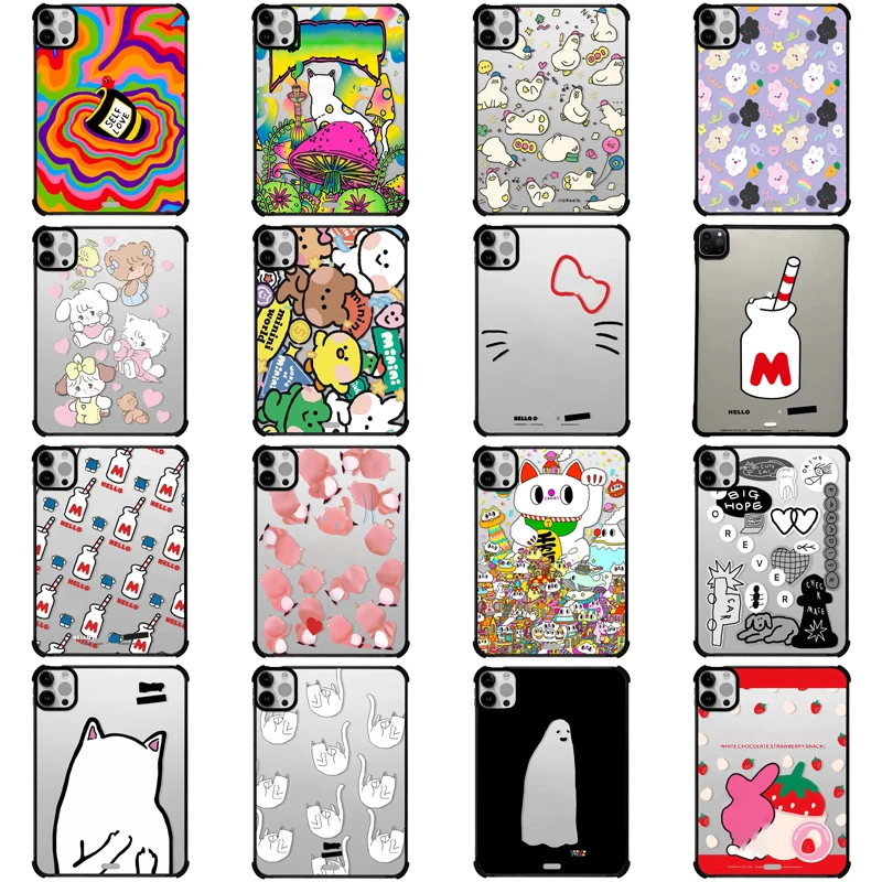 

Cartoon Stickers Acrylic iPad Case for iPad Air 4 Air 5 10.9inch iPad Pro 2020 2021 2022 11inch 12.9inch Protective Cover Shell
