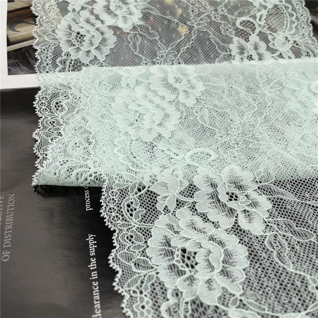 3y/lot Width 22cm Light Green Elastic Stretch Lace Trimming For Garment Accessory DIY Material Dress Lingerie Fabric 2