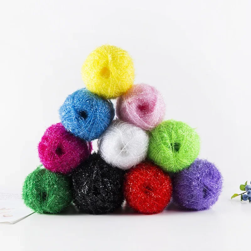 Description Picture 3 of item100g Sparkling Acrylic Yarn High-end Glass Fiber Thread Used for Hand Weaving DIY Bags Hats Scarves Jackets