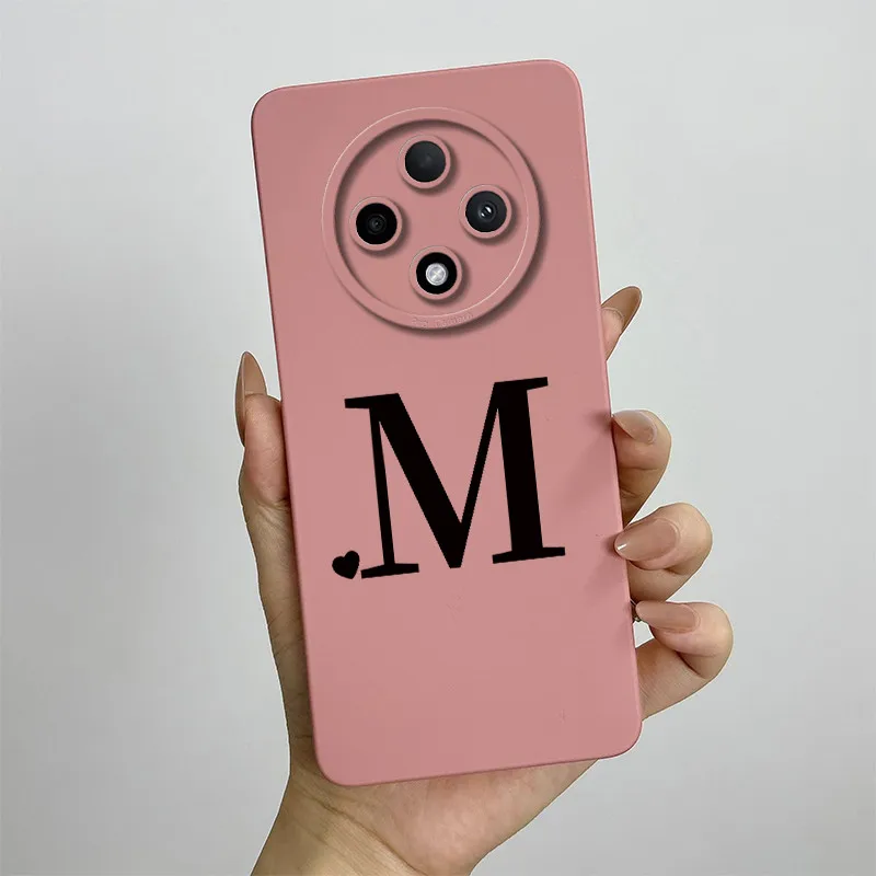 Cute Initial Letters Square Silicone Matte Shockproof Back Cover