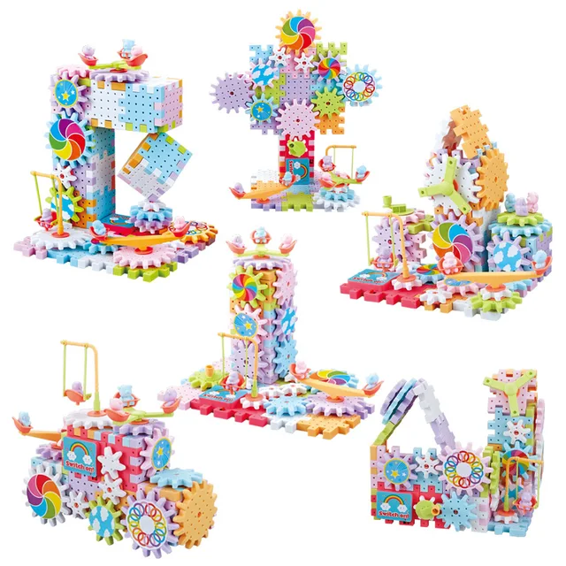 83Pcs/Set Electric Assembly Building Blocks Jigsaw Educational Toys for Children 3D Gears Model Building Kit Plastic Brick Gifts 4