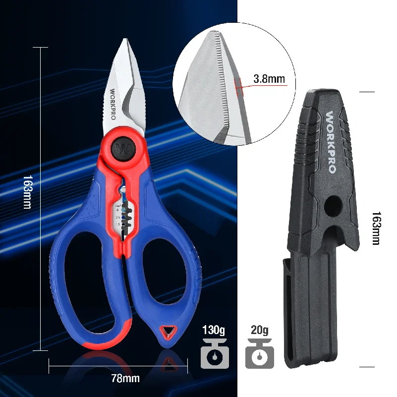 162mm 스테인리스 전기기사용 가위(연선용 와이어 스트리퍼 포함)(다이빙용으로..