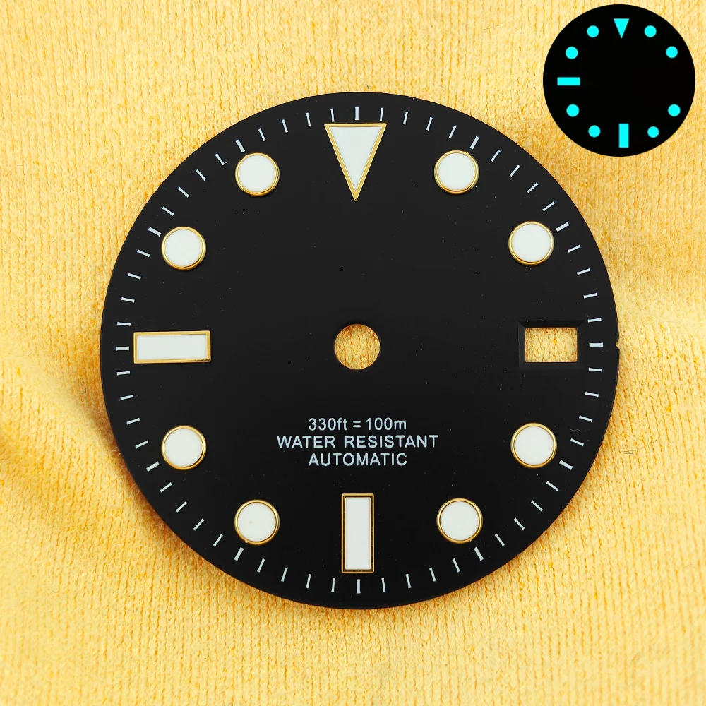 Enhanced Blue Luminous Watch Dial with Calendar - 28.5mm for Face Modification Parts