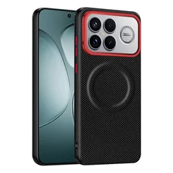 Enhanced Magnetic Ring Case with Red Circle Lens Protector - Slim and Durable Cover for Redmi K90 Pro Max (Black)