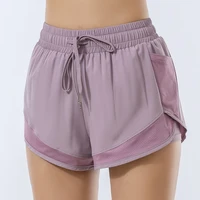 Short de sport ample taille haute pour femmes, double couche, anti-éblouissement, pantalon de fitness, de yoga, de course, d'entraînement à séchage rapide, tendance 4