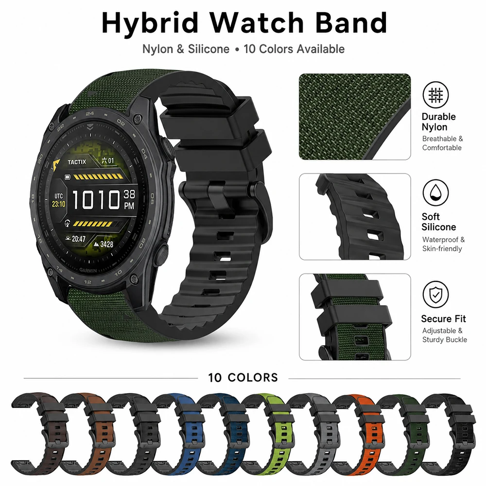 Quickfit Hybrid Leather/Nylon Textured Silicone Watch Band