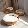 Four Season Cozy Nest Baskets Sleeping Bag Soft Cat Kennel Dog Beds Bamboo Weaving Waterproof Removable Cushion Design Pet Beds 4