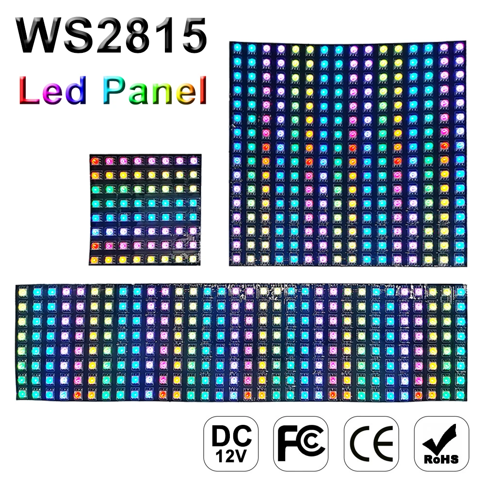 DC12V WS2815 8*8 8*32 16*16 Led Panel 4Pin Individually Addressable 5050 RGB Pixels Matrix Flexible Screen Dual Signal Module
