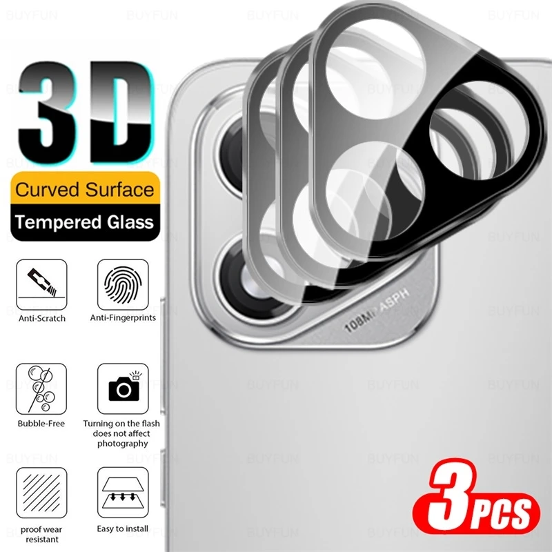 3-Pack 3D Curved Camera Protector Case with Tempered Glass Lens Cap