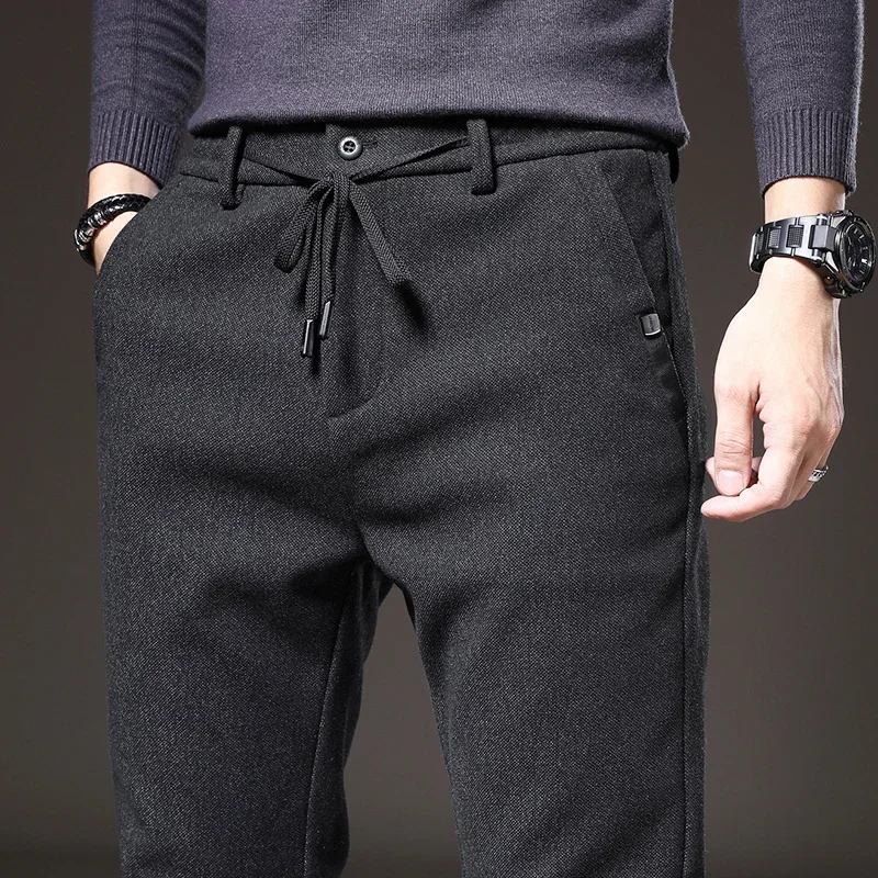2024 Men's Slim Casual Cotton Trousers - Spring & Autumn Fashion in Black, Grey, and Blue