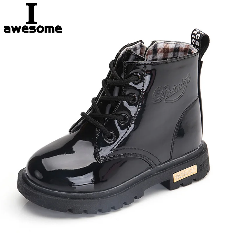 2021 New Winter Children Boots PU Leather Waterproof Shoes Kids Snow Boots Brand Girls Boys Rubber Boots Fashion Sneakers