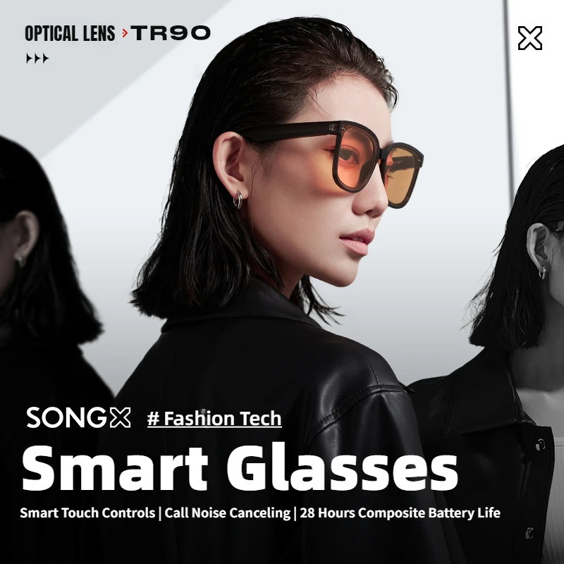 

SONGX Smart Glasses Headset Wireless Bluetooth TR90 Sunglasses Outdoor Sport Earphone Noise Cancelling IPX5 Music Eyeglasses