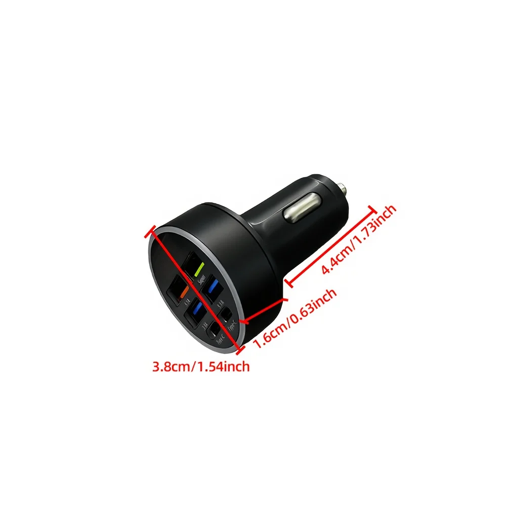 Caricabatterie Auto 6-in-1 66W, 4 Porte USB + 2 Porte Type-C, Doppio PD3.0, Caricatore Portatile Sicuro per Telefono - Image 3