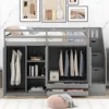 Bed Frame Functional Twin Loft Bed with Stairs 2Drawer and 3 Shelves Twin Size Loft Bed Frame with Wardrobe No Box Spring Needed 1