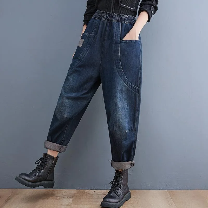 Woman Harlan Pants Jeans Elasticity Double Pockets Autumn New High Waisted Extravasation Tide Y2k Shorts