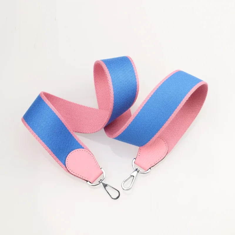 thumbnail image 1 of Correa de hombro de lona de 2" de ancho con confeti rosa/azul de Zanzíbar y cuero de Togo para bolso de marca, accesorios para bolso de mujer, 1 of 4