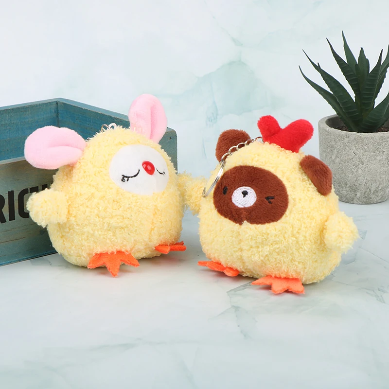 귀여운 토끼 곰 병아리 부드러운 봉제 인형 10CM, 키 체인 펜던트 배낭 가방 장식, 아이 선물