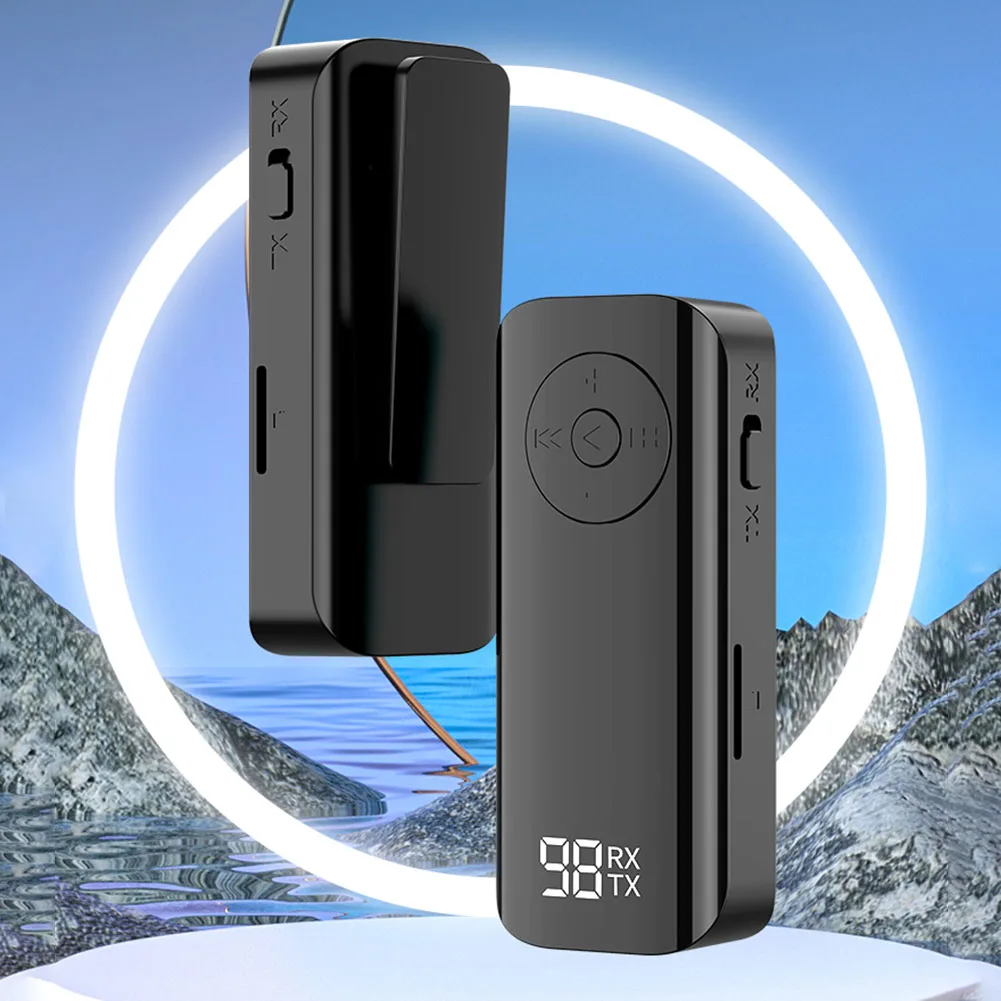 Bluetooth-compatible 5.3 Jack Audio Receiver Wireless 3.5mm AUX Adapter with LED Battery Display for Car Headphone Speaker Music